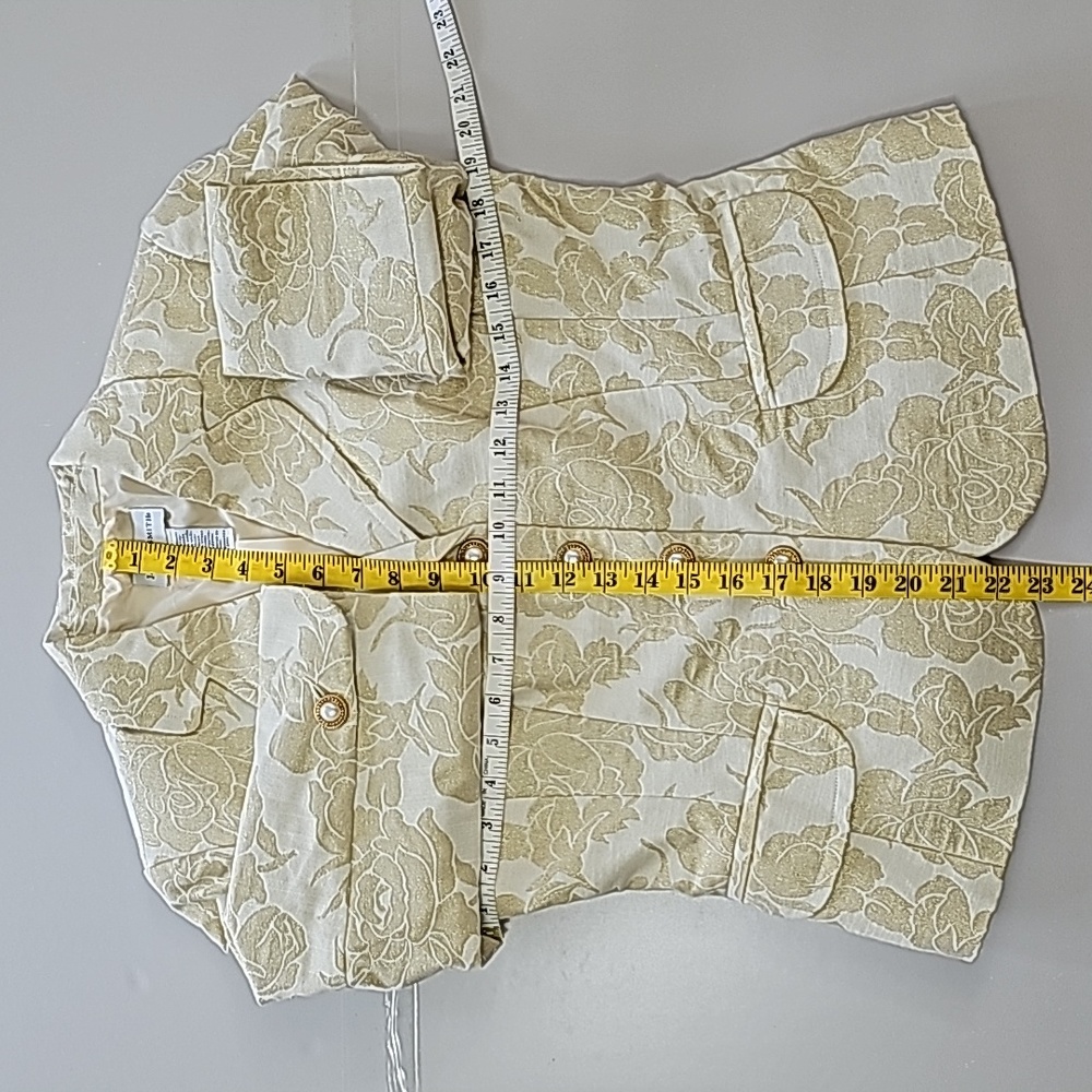 Jaclyn Smith Jacket Gold Cream Lined 3/4 Sleeves Gold Pearl Buttonsβ Size 8 VTG - Picture 6 of 12
